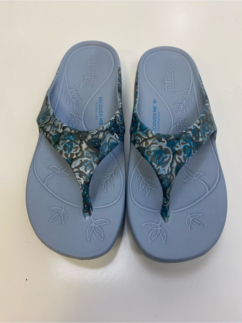 Alegria Powder Blue Floral Thong Sandals